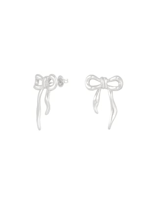 Casual bow earrings - Silver Color color h5 