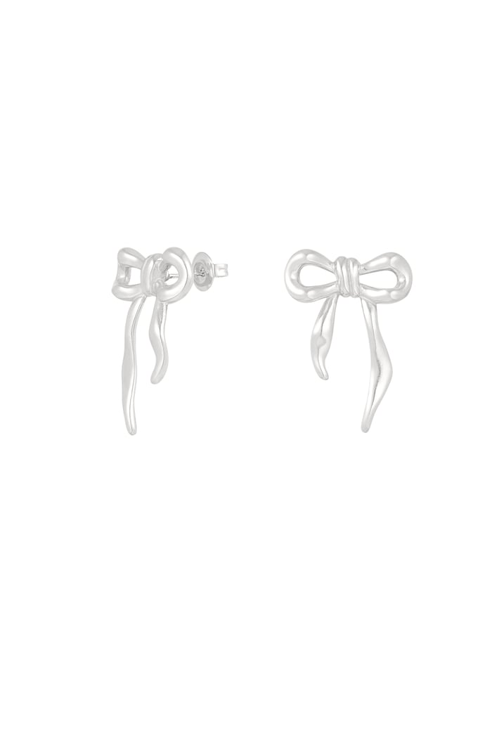 Casual bow earrings - Silver Color color 