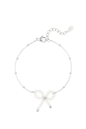 Pearl bow bracelet - white silver color  h5 