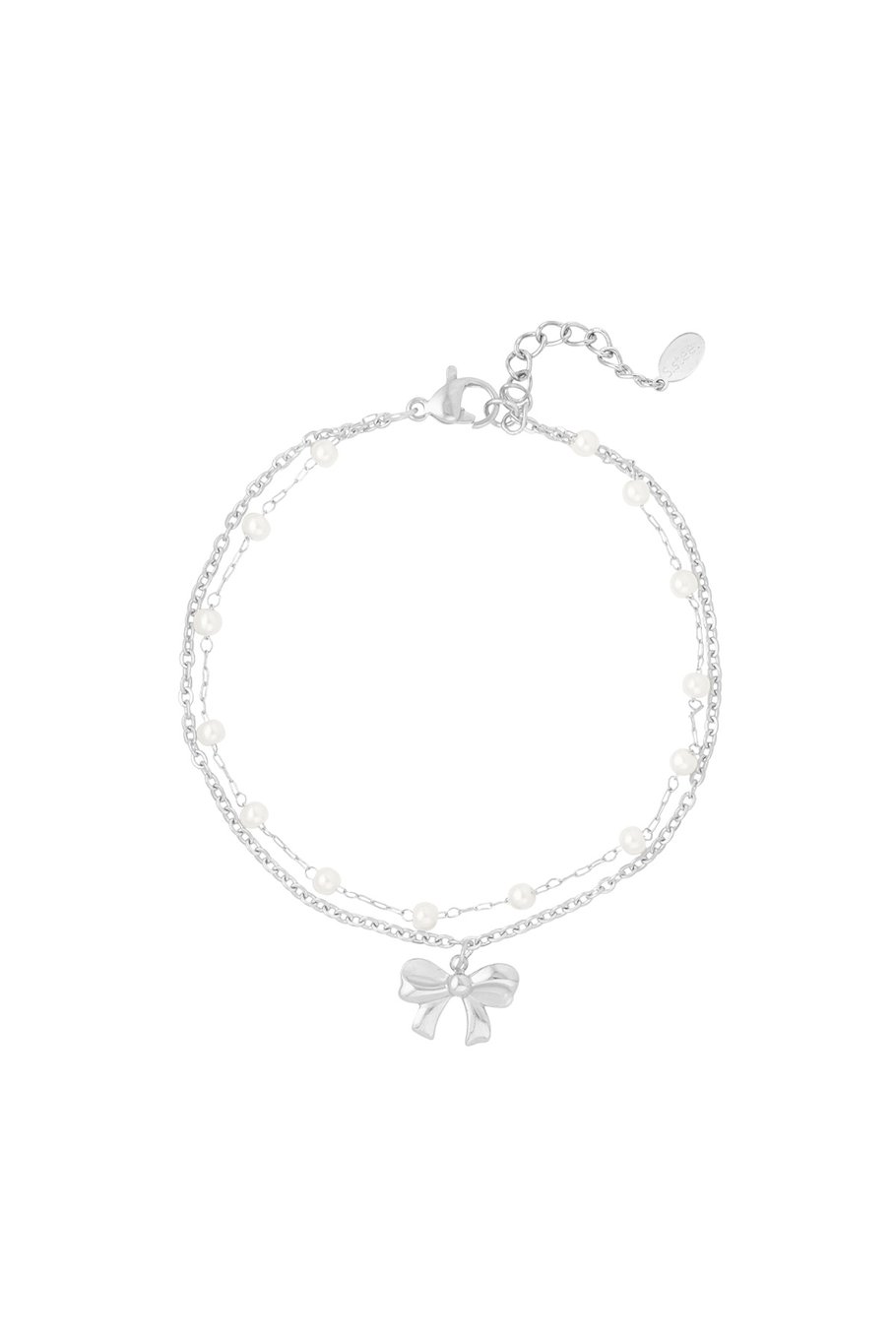double bracelet with bow and pearls 