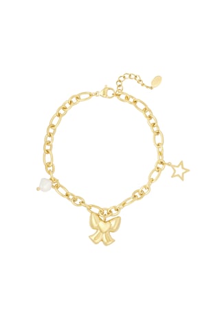 Charm bracelet with bow - Gold color h5 