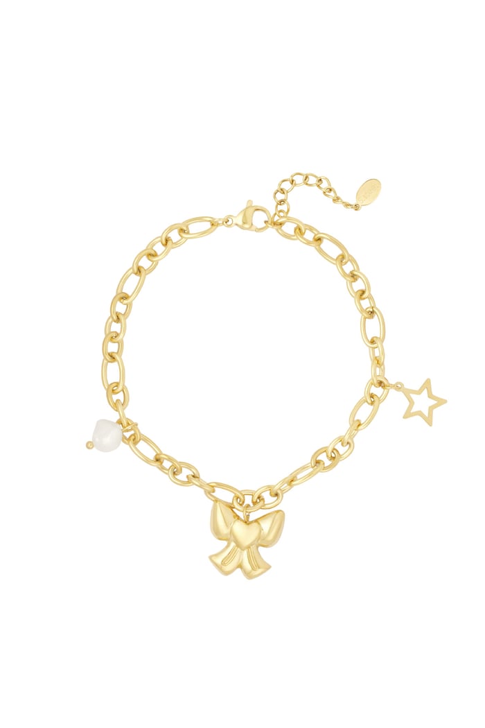 Charm bracelet with bow - Gold color 