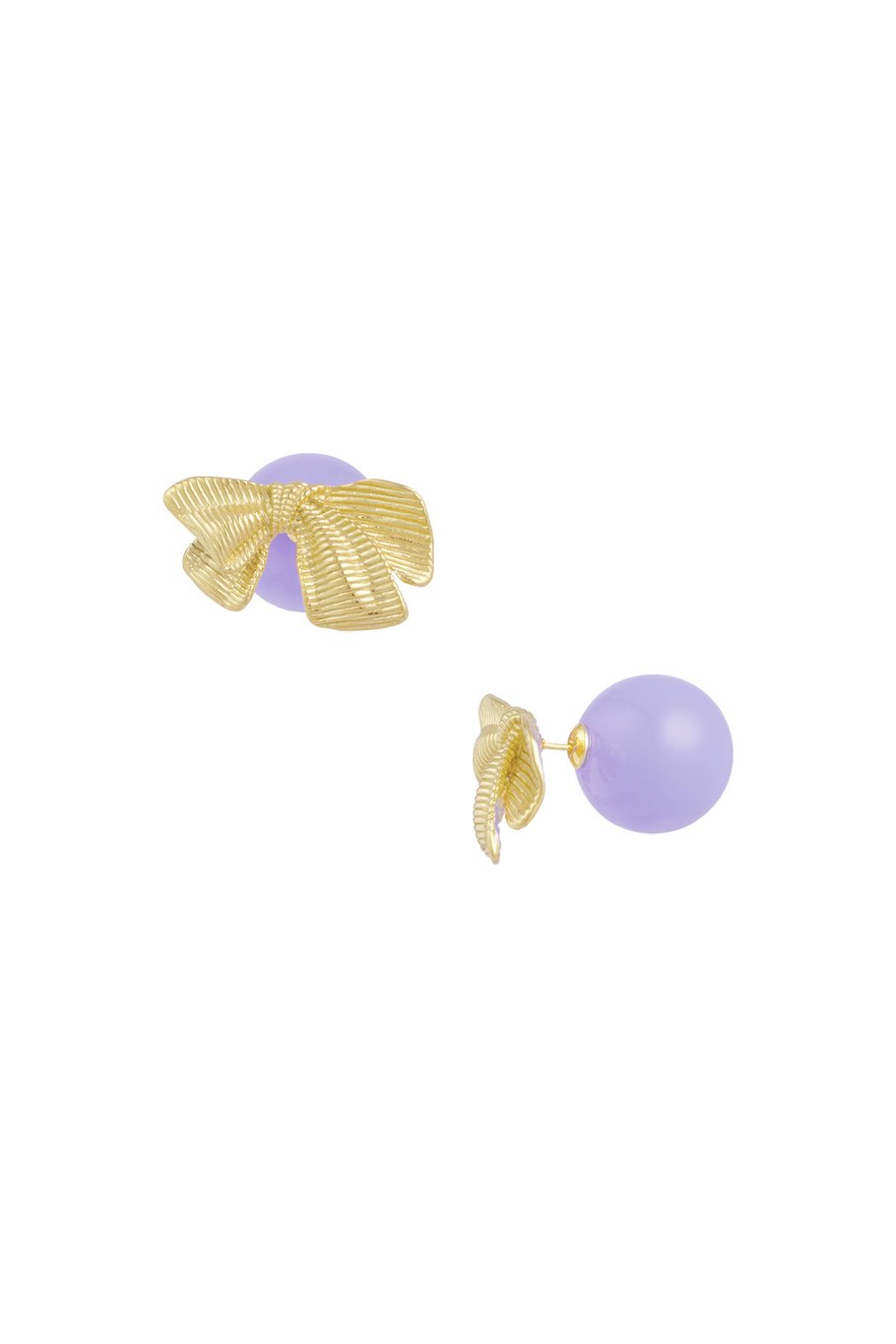Bow studs earrings color - pink