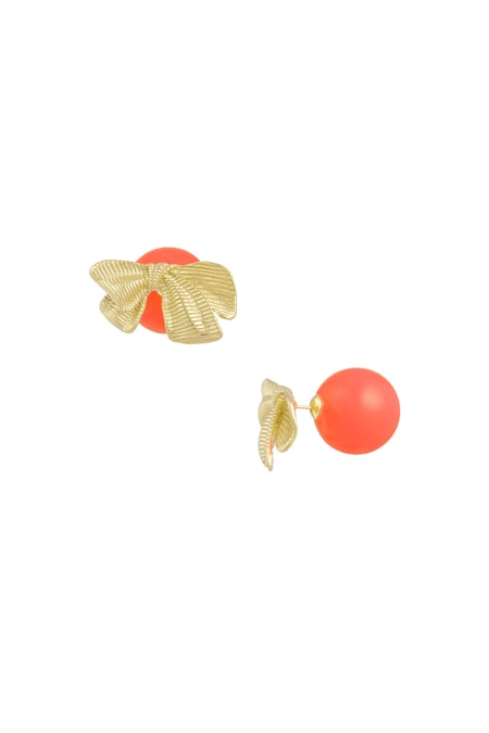 Boucles d'oreilles clous noeud couleur - orange 2