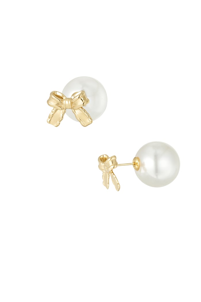 Earrings baby boo bow - white Gold color 