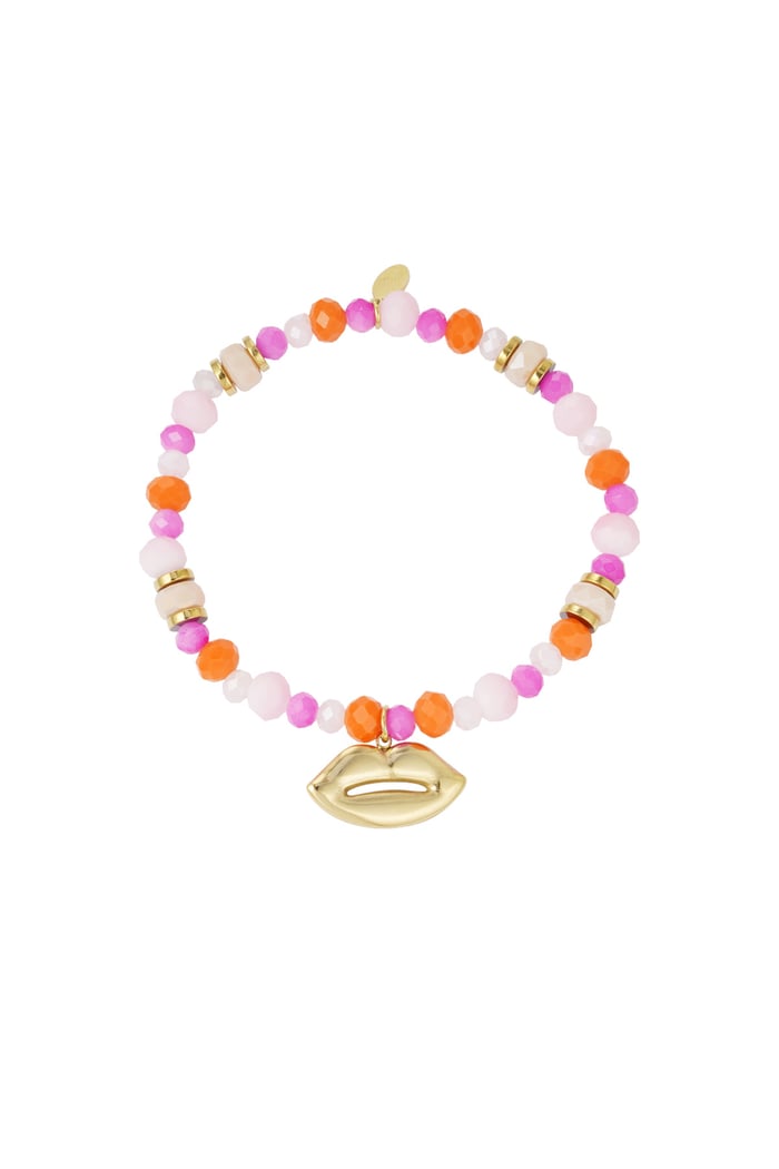 Colorful bracelet joyful kiss - pink Gold color 