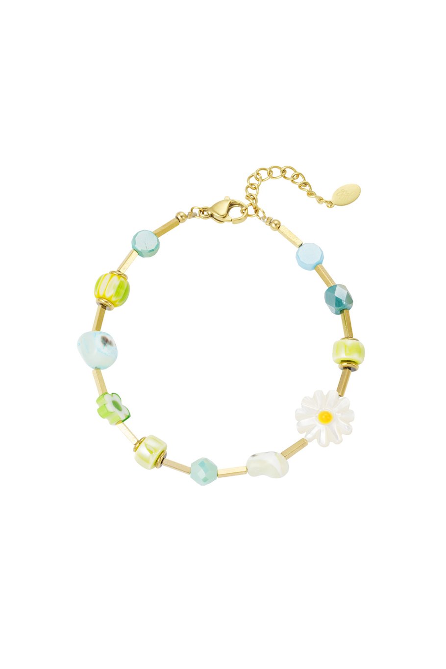 Farbenfrohes Armband Grüne Oase - Grüngold