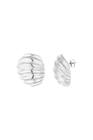 Earrings ribbed basic - Silver Color color h5 