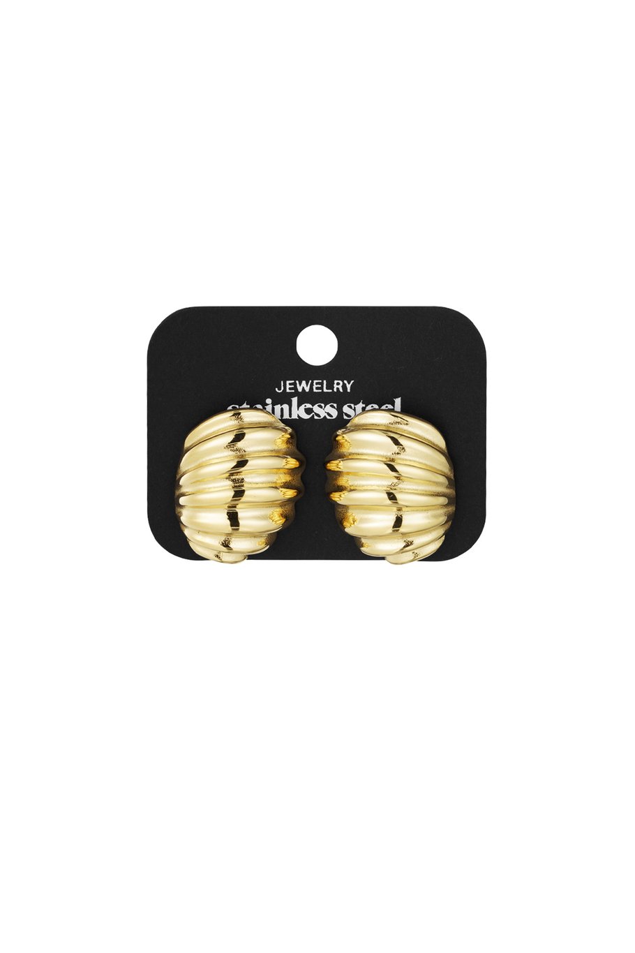 Ohrringe gerippt Basic - Goldfarbe Bild2