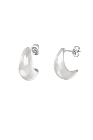 Structured moon earrings - Silver Color color h5 