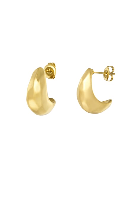 Structured moon earrings - Gold color