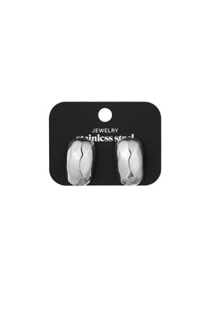 Drop earrings with structure - Silver Color color h5 Picture3