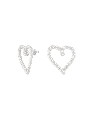 Twisted heart earrings - Silver Color color h5 