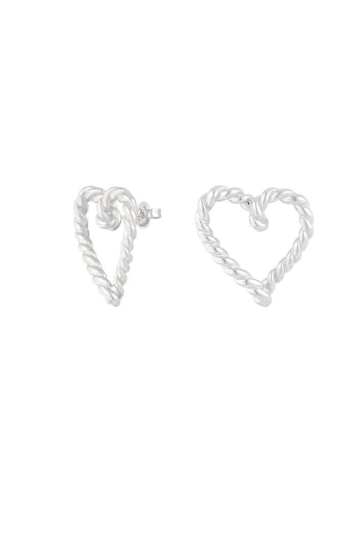 Twisted heart earrings - Silver Color color 