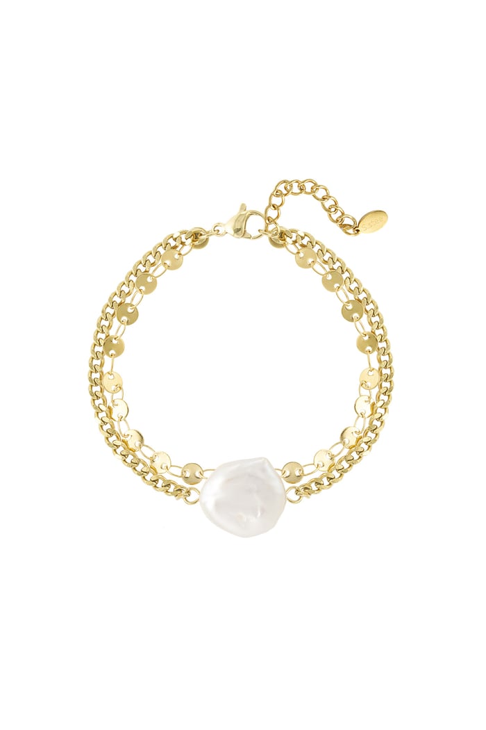 Bracelet statement pearl - Gold color 