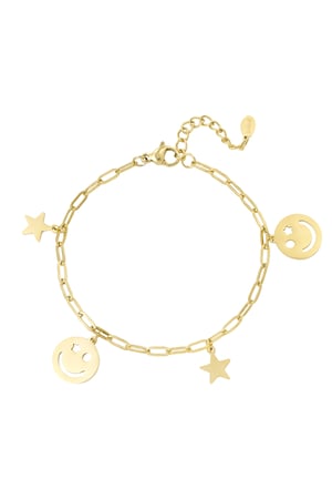 Glückliche Nacht Charm Armband - Goldfarbe  h5 