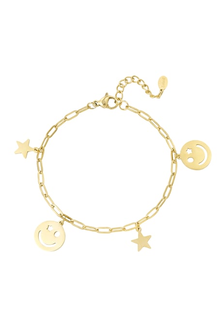 Glückliche Nacht Charm Armband - Goldfarbe 