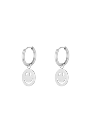 Earrings be happy smiley - Silver Color color h5 