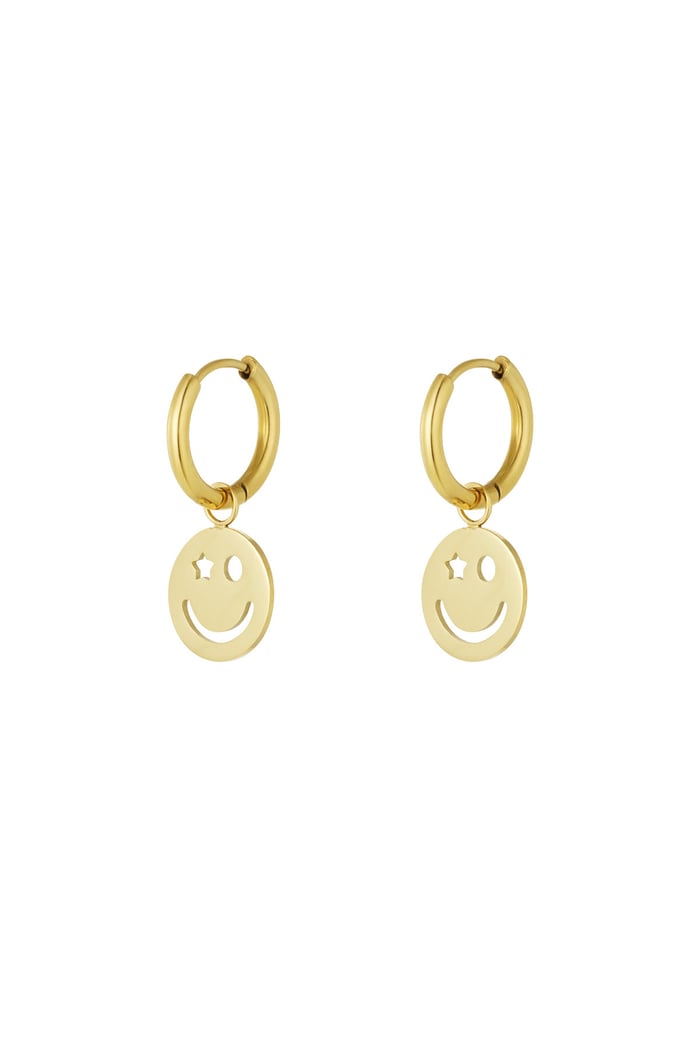 Earrings be happy smiley - Gold color 