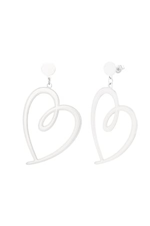 Signed heart earrings - Silver Color color h5 