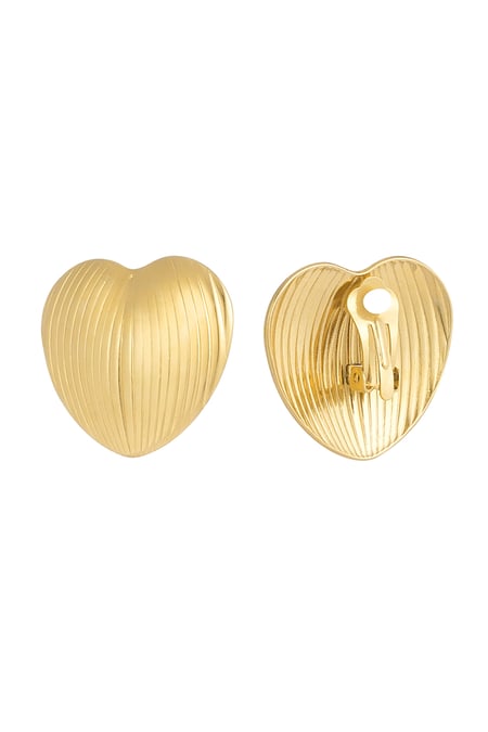 Clip earrings heart statement - Gold color 2