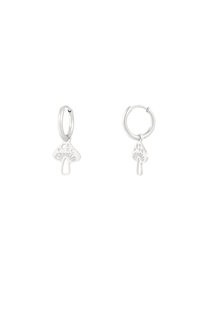 Mushroom earrings - Silver Color color 