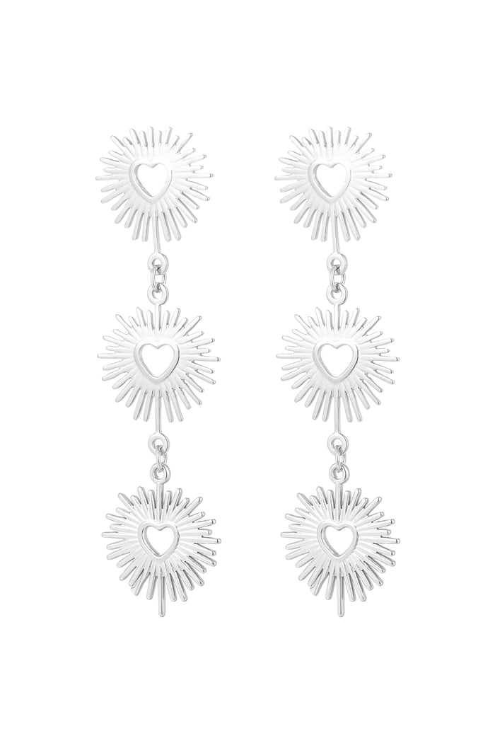 Earrings heart fireworks - Silver Color color 