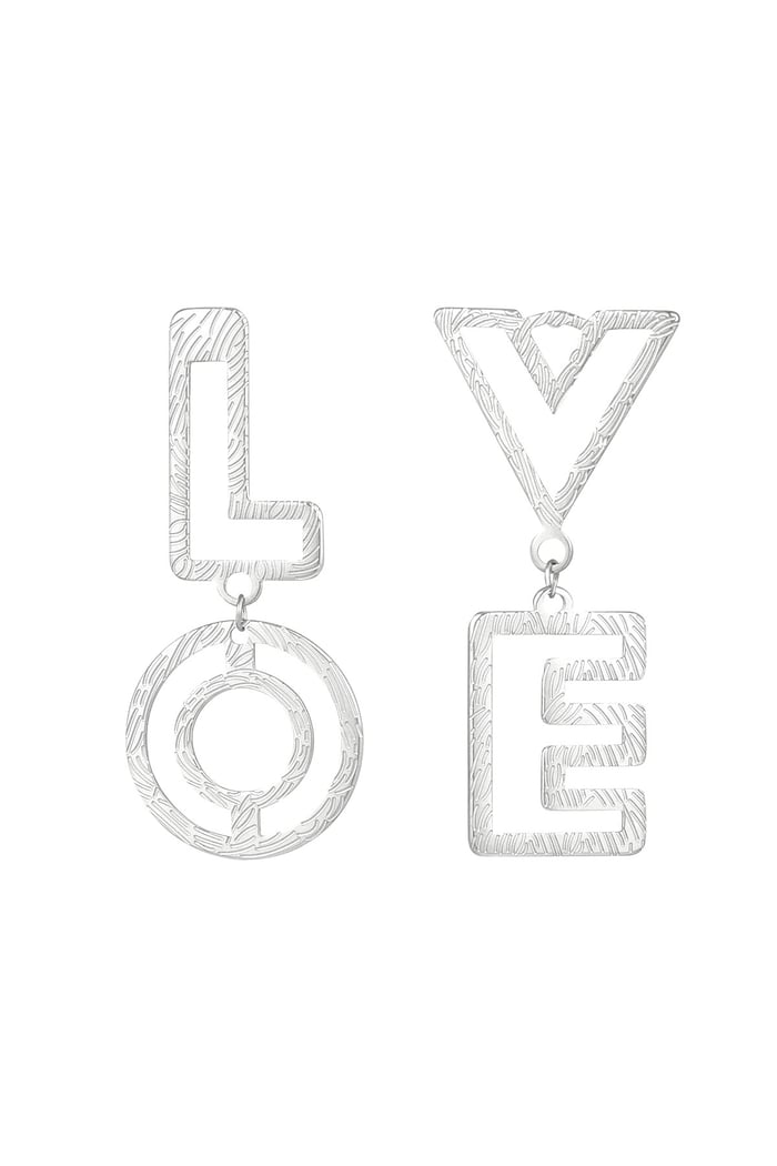 Earrings LOVE - Silver Color color 