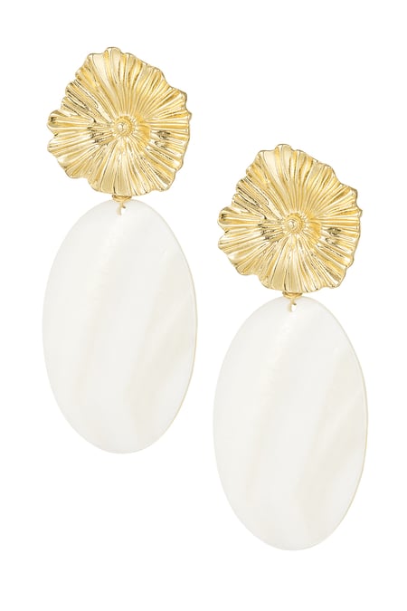 Earrings poshy flower - white Gold color