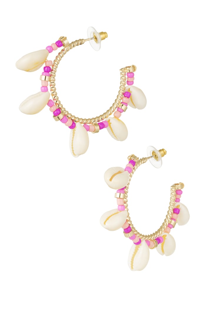 Shell statement earrings - fuchsia 