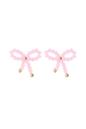 Earrings bow essential - pink Gold color h5 