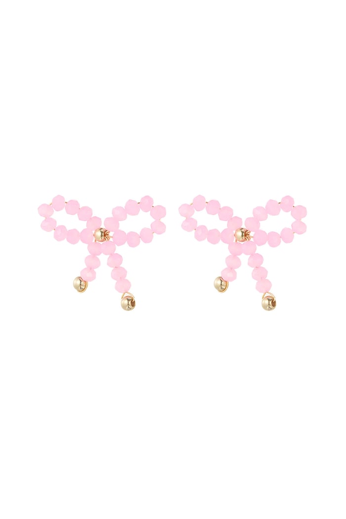 Earrings bow essential - pink Gold color 