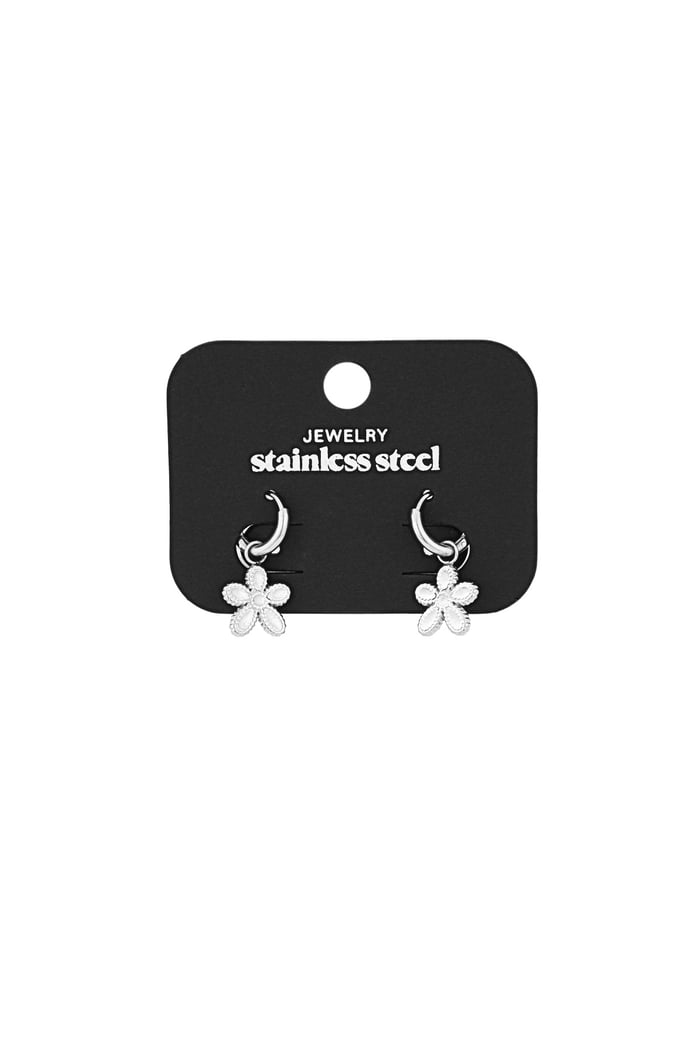 Simple flower earrings - Silver Color color Picture3