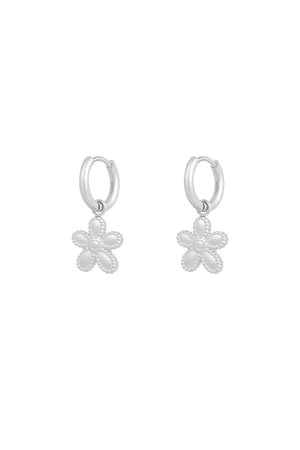 Simple flower earrings - Silver Color color h5 