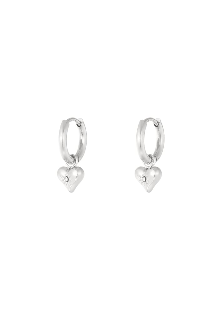 Earrings heart hue - Silver Color color 