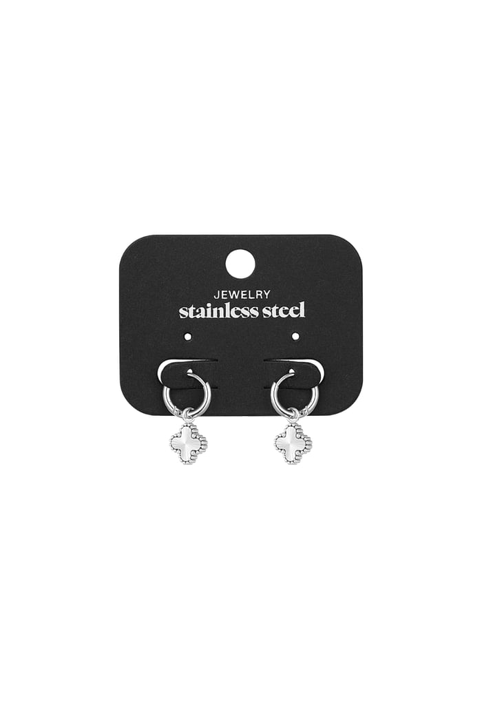 Earrings clover class - Silver Color color Picture3