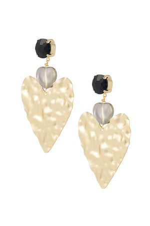 Big love statement earrings - black/Gold color  h5 