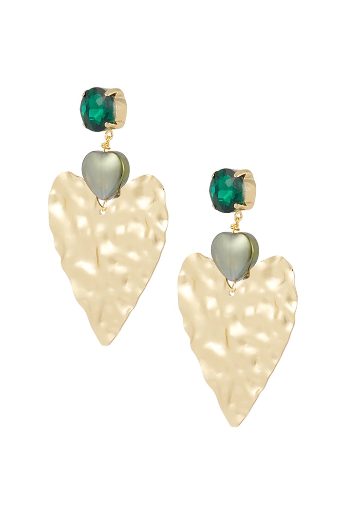 Big love statement earrings - green/Gold color 