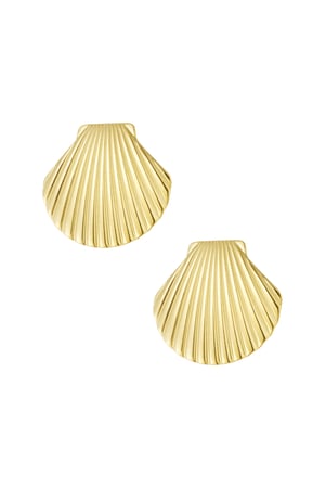 Shell statement earrings - Gold color h5 