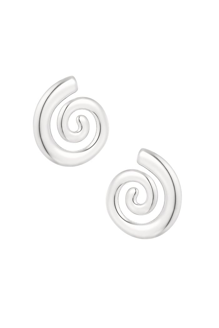 Earrings small swirly wave - Silver Color color 