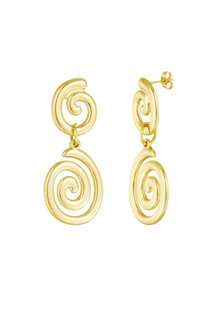 Earrings swirly wave - Gold color 