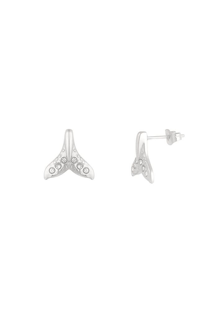 Earrings whale tail - Silver Color color 