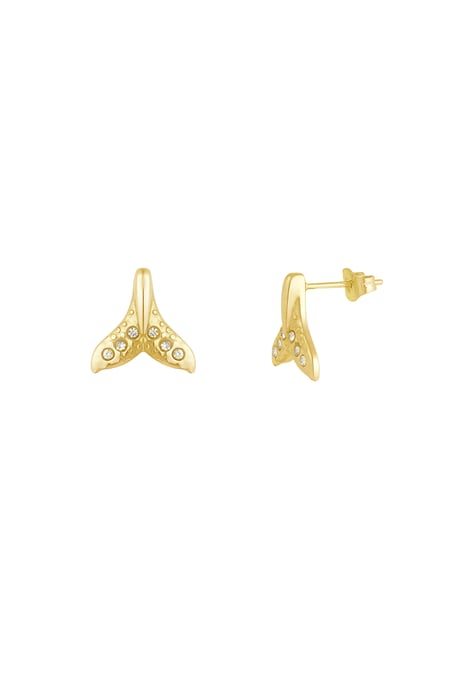 Earrings whale tail - Gold color