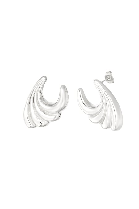 Earrings wavy wild small - Silver Color color