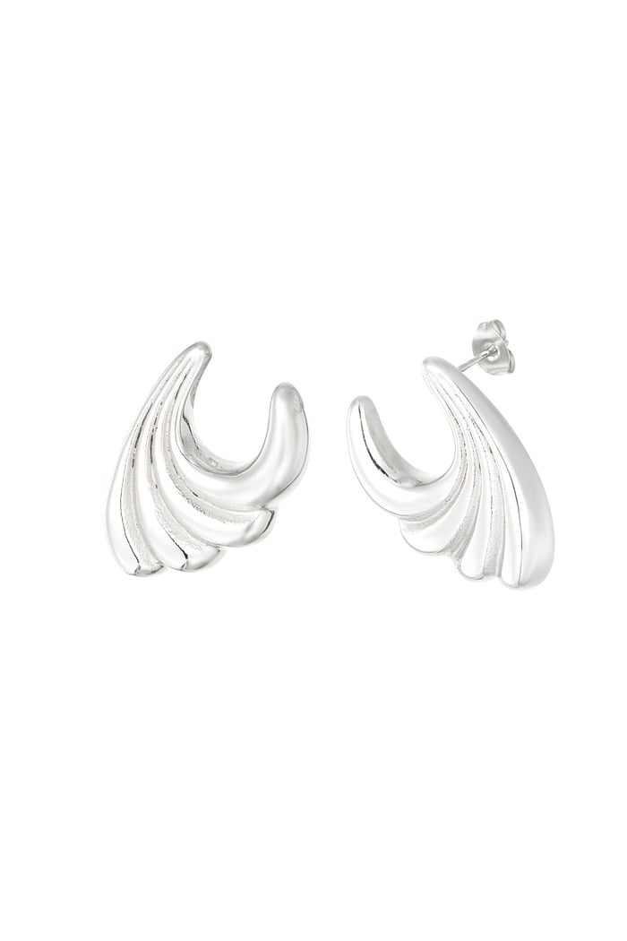 Earrings wavy wild small - Silver Color color 