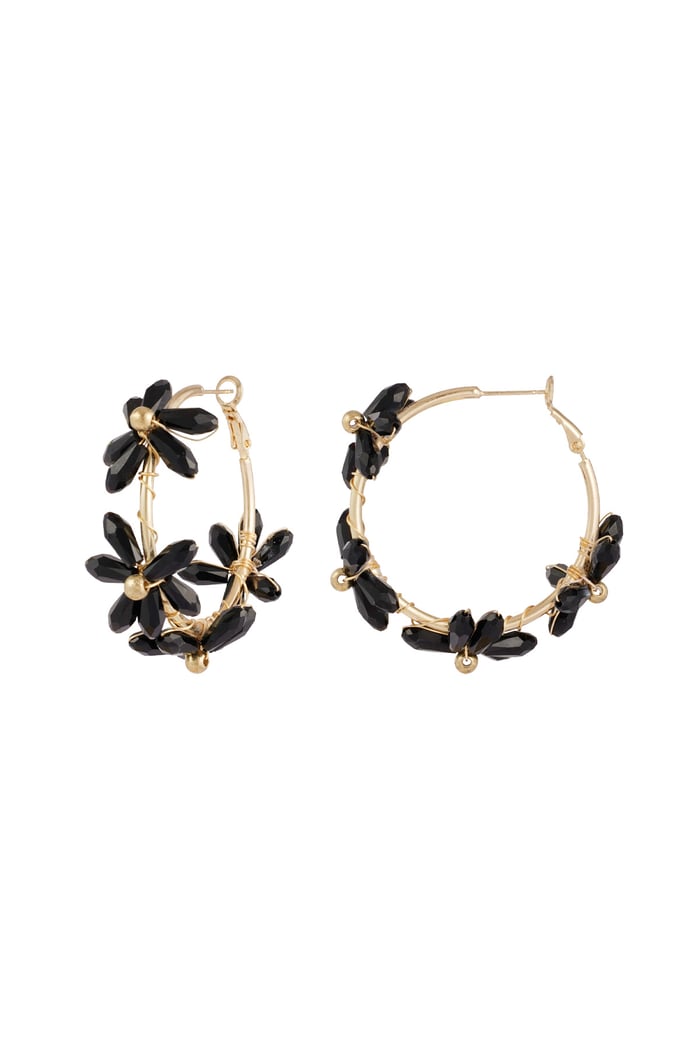 Flowering rings earrings - black 