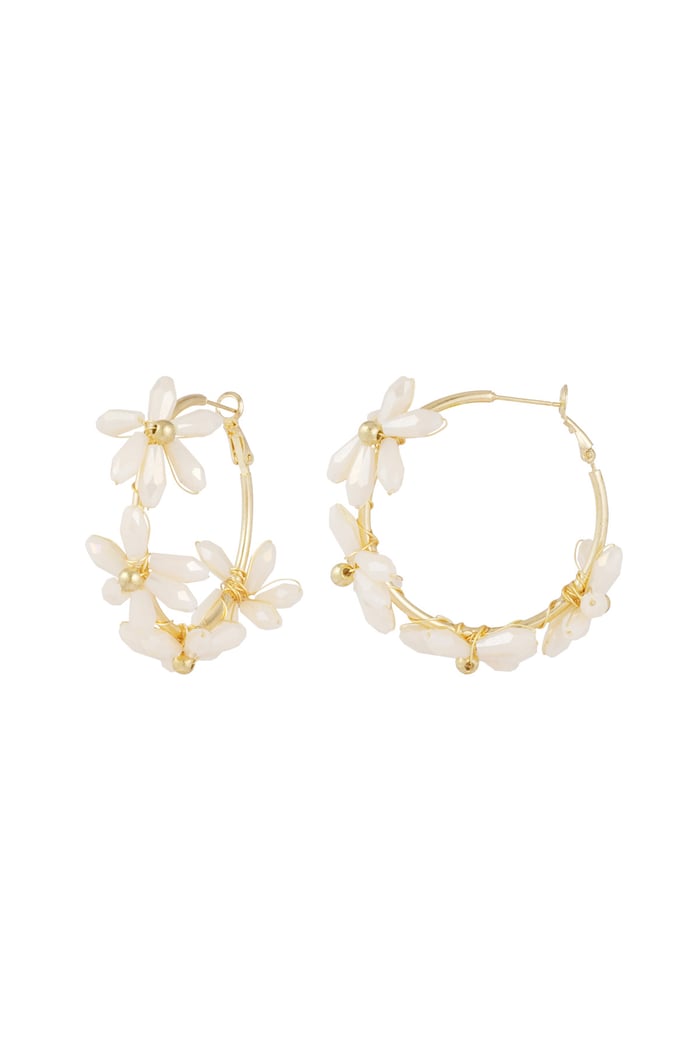 Flowering rings earrings - white 