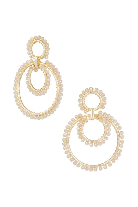 Shimmering Rings Beads earrings - beige