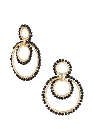 Shimmering Rings Beads earrings - black & Gold color h5 