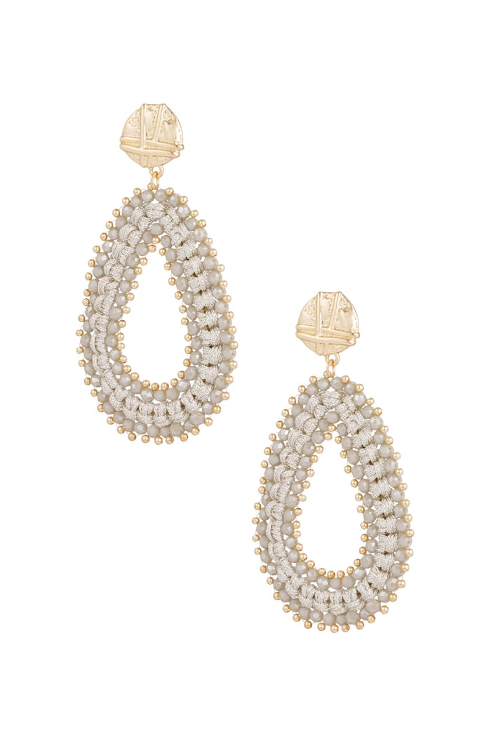 Shimmering Drop Beads earrings - beige 